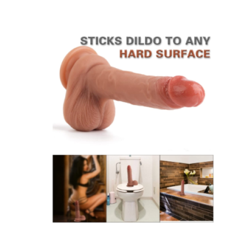 Vibrador de silicone super macio de 9 polegadas, com ventosa forte, cor de pele 1
