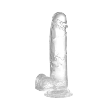Vibrador transparente de 7,3" com ventosa para brincar com as m?os livres, transparente