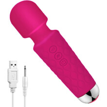 Mini Massageador de Varinha, 20 Modos de Vibra??o, 8 Velocidades, Carregamento USB (Rosa)