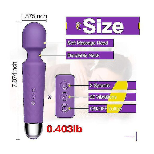 Chronus (Purple) 20-Pattern Wand Massager Waterproof 2