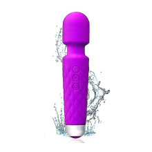 Bast?o de massagem poderoso, 8 velocidades, 20 modos de vibra??o, USB recarreg?vel, mini, silencioso, ? prova d'?gua, roxo