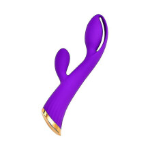 Vibrador de Coelho de Silicone de Luxo com Fun??o de Calor, Vibra??o Extremamente Poderosa com Dois Motores, Recarreg?vel, Roxo