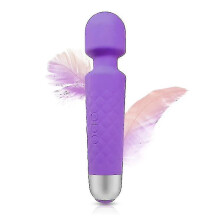 Bast?o de massagem recarreg?vel, 20 modos, 8 velocidades, sem fio, ? prova d'?gua, silencioso, poderoso, roxo
