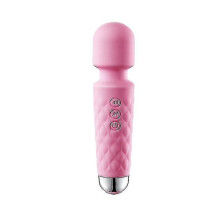 Mini massageador de bast?o, 10 modos de vibra??o, sem fio, silencioso, ? prova d'?gua, port?til, rosa