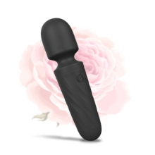 Mini massageador de bast?o, 10 modos de vibra??o, sem fio, silencioso, ? prova d'?gua, port?til, preto