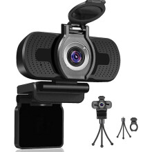 Webcam 1080P com microfone, desktop Plug and Play e webcam para laptop(Preto)