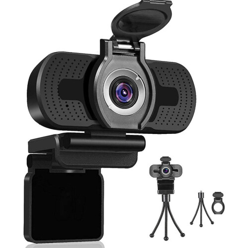 Webcam 1080P com microfone, desktop Plug and Play e webcam para laptop(Preto)