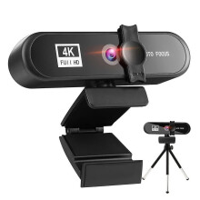 Chronus Webcam 4K Caméra Web HD Full HD avec microphone USB Web Cam pour PC Computer Video(black)