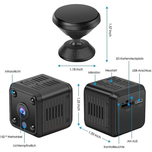 Chronus Mini 1080p HD Surveillance Camera Long Battery Life Small