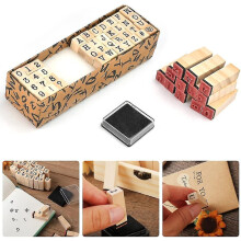 40pcs Alphabet Stamps Vintage Woode Rubber Letter Number And Symbol Stamp Set For Diy Craft Card,scrapbooking