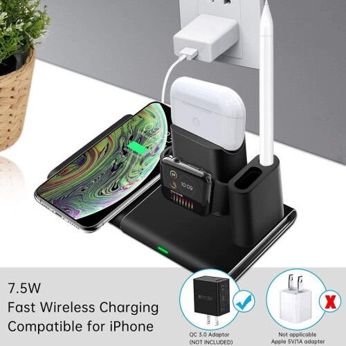 Chronus 4 In 1 Wireless Charger, Qi Certified Fast Charging Dock 