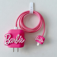 Compatible With Barbie Pink Cable Protector Cover For Iphone Charger, Lovely Cable Protector Charger With Cute Pink Design