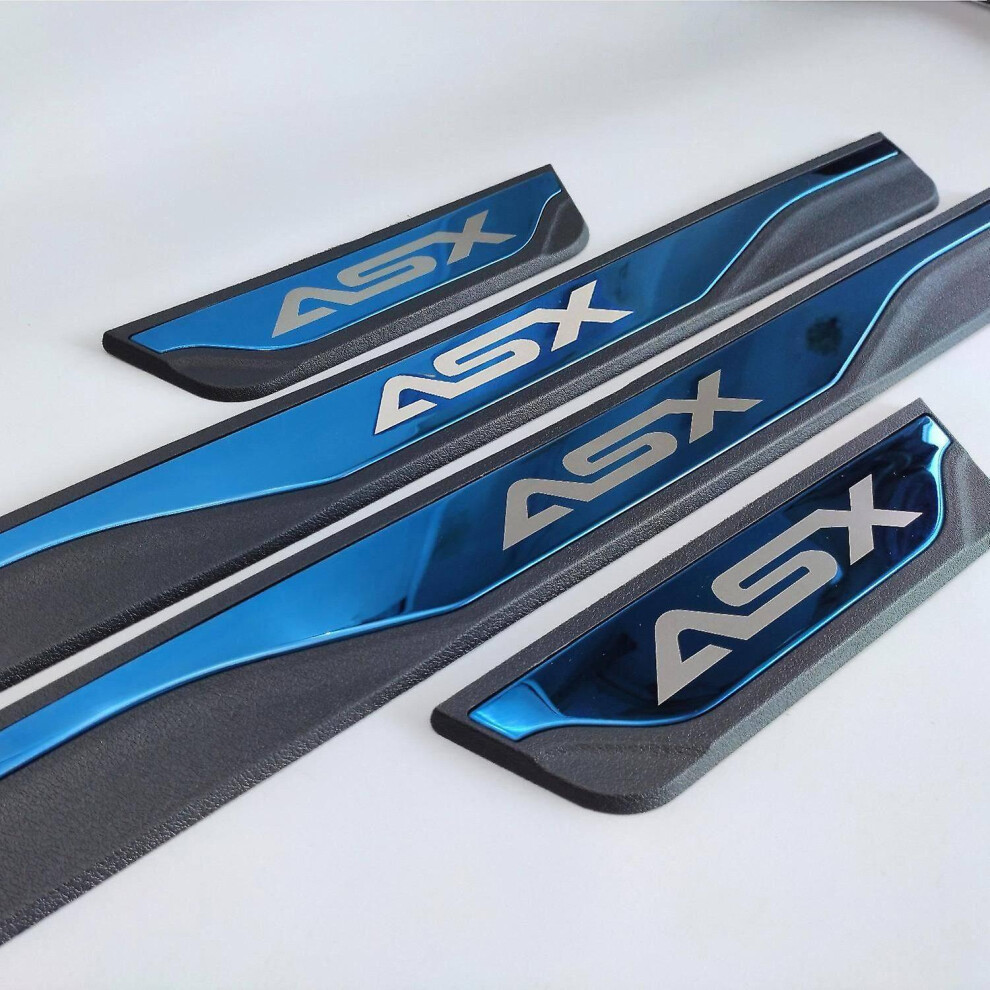 (Blue) Car Accessories Door Sill Scuff Plate Protector Strip For Mitsubishi Asx 2011-2023 Auto Parts 4Pcs Blue 9033322338309