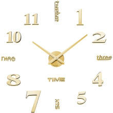 (Gold) Diy Big Wall Clock 3d Wall Clock Modern Silent Diy Big Wall Clock