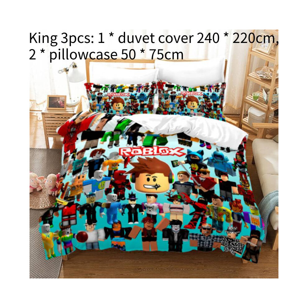 Three Roblox Piece Bedding Set Duvet Cover Pillowcases Digital Print Cartoon