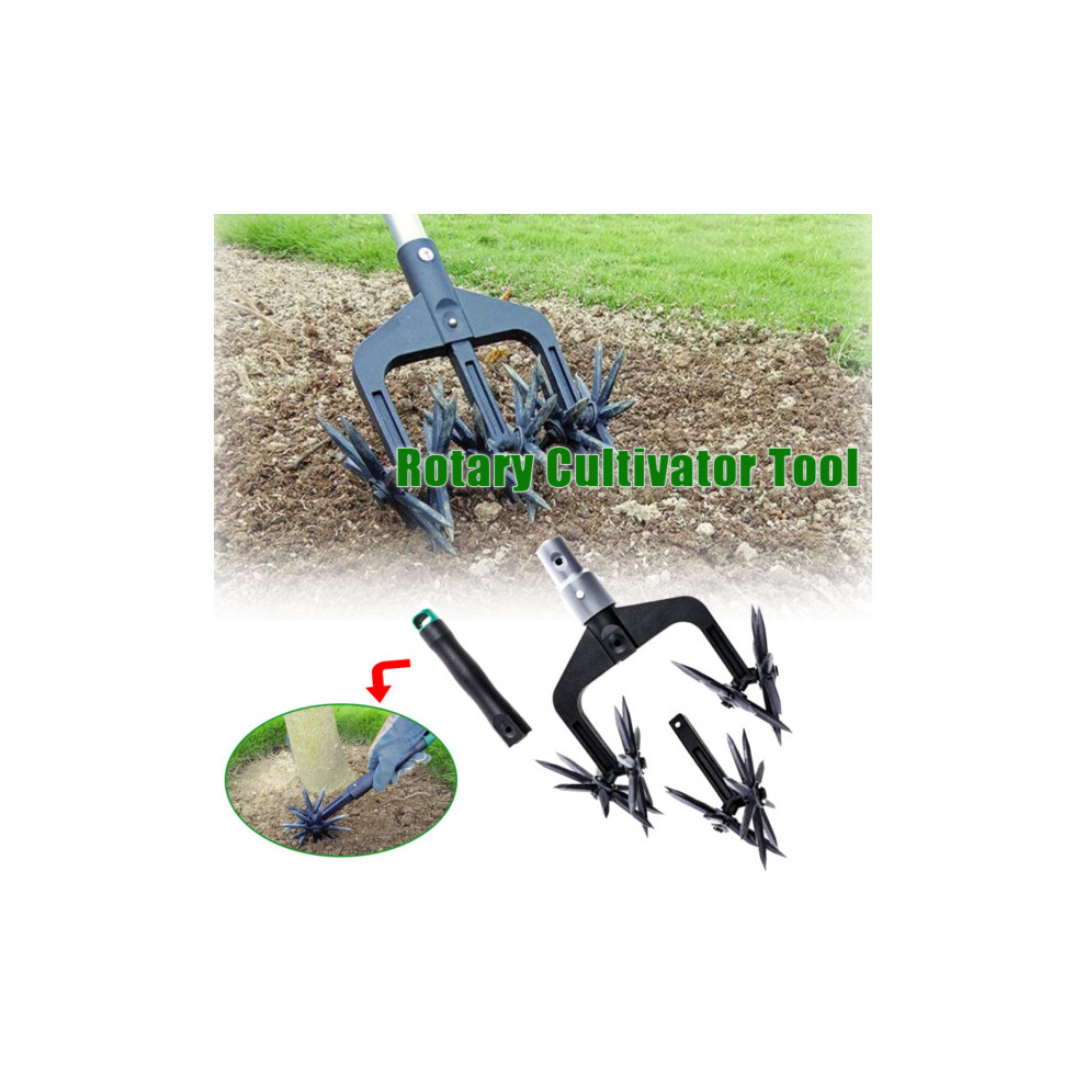 (73in/185.4cm) 2-in-1 Garden Weeder and Crumbler Soil Cultivator Tool