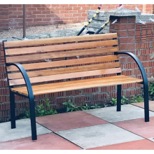 Outdoor Garden Bench Rustic Solid Wooden Seat 2 Seater Metal Patio Deck Loveseat