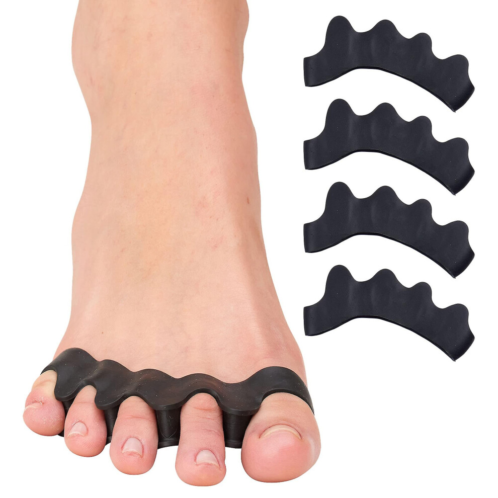 Black 2 Pairs Silicone Toe Spacers For Correct Toe Alignment, Bunion And Hammertoe Straighteners,