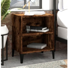 Rustic Bedside Table Vintage Industrial Side Cabinet Metal Storage Bedroom Unit