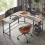 Industrial Computer Desk Vintage Corner Workstation Rustic Grey L-Shaped Table 3