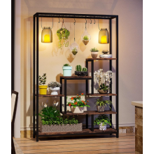 Tall Plant Stand Rustic Metal Rack Flower Pot Hanger Hooks Industrial Bookcase Shelf Unit