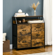 Industrial Chest of Drawers Rustic Metal Fabric Cabinet Vintage Dresser Sideboard