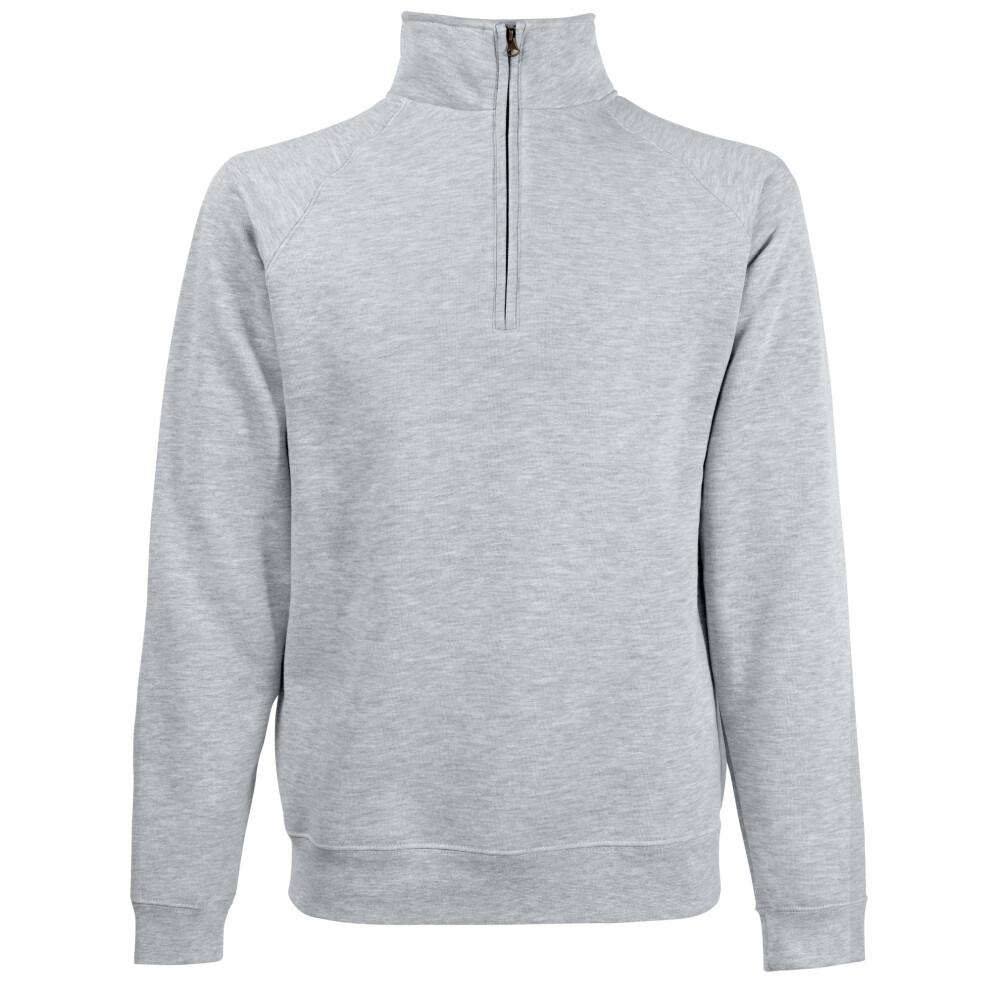 (XL, Heather Grey) Fruit Of The Loom Mens Zip Neck Sweatshirt Top