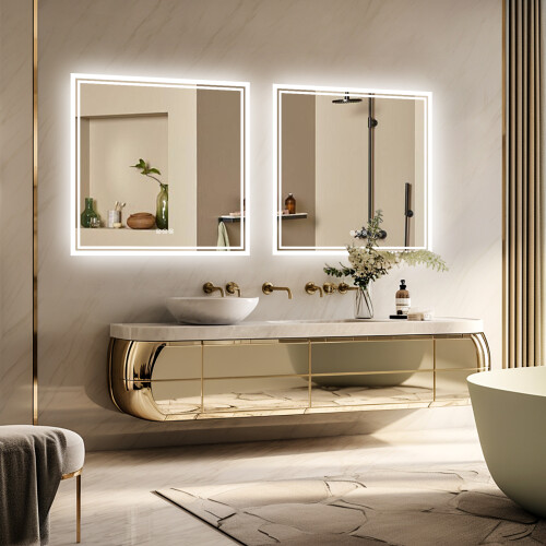 800 x 800mm Square Led Lighted Bathroom Mirror with Demister 2