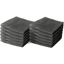 (Charcoal) 12X Cotton Face Cloths Flannels 100% Egyptian Cotton Wash Towels Soft 30 x 30 cm
