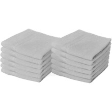 (Silver) 12X Cotton Face Cloths Flannels 100% Egyptian Cotton Wash Towels Soft 30 x 30 cm