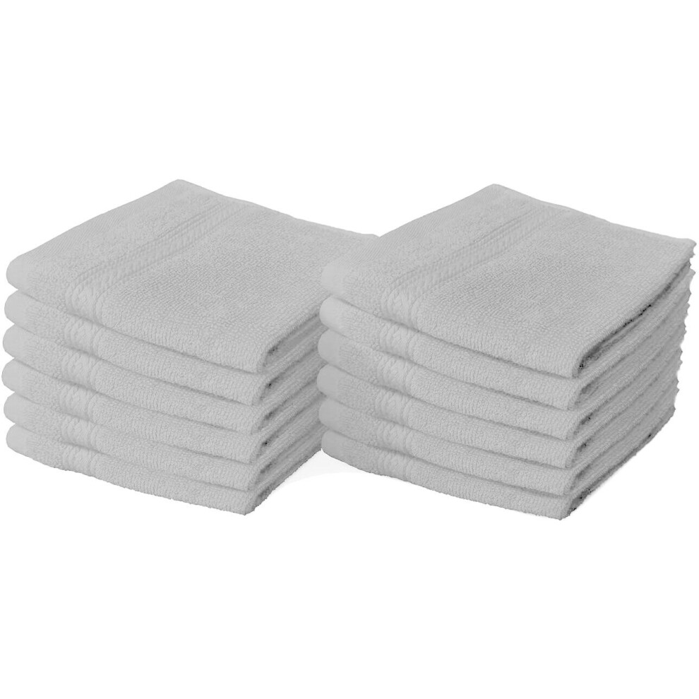 Textile Do (Silver) 12X Cotton Face Cloths Flannels 100% Egyptian Cotton Wash Towels Soft 30 x 30 cm