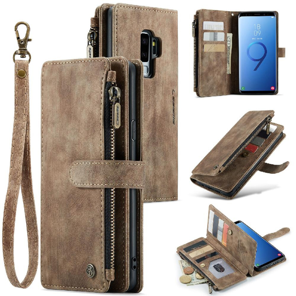 (Brown) Caseme Case For Samsung Galaxy S9 Plus Drivers License Card Slots With Card Holder Wallet Case For Women Men Drivers License Card Slots Brown 764762637675