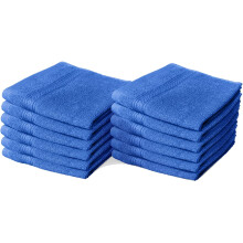 (Blue) 12X Cotton Face Cloths Flannels 100% Egyptian Cotton Wash Towels Soft 30 x 30 cm