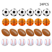 24pcs/set Baseball Rugby PU Stress Ball Football Party Favor Soccer Basketball