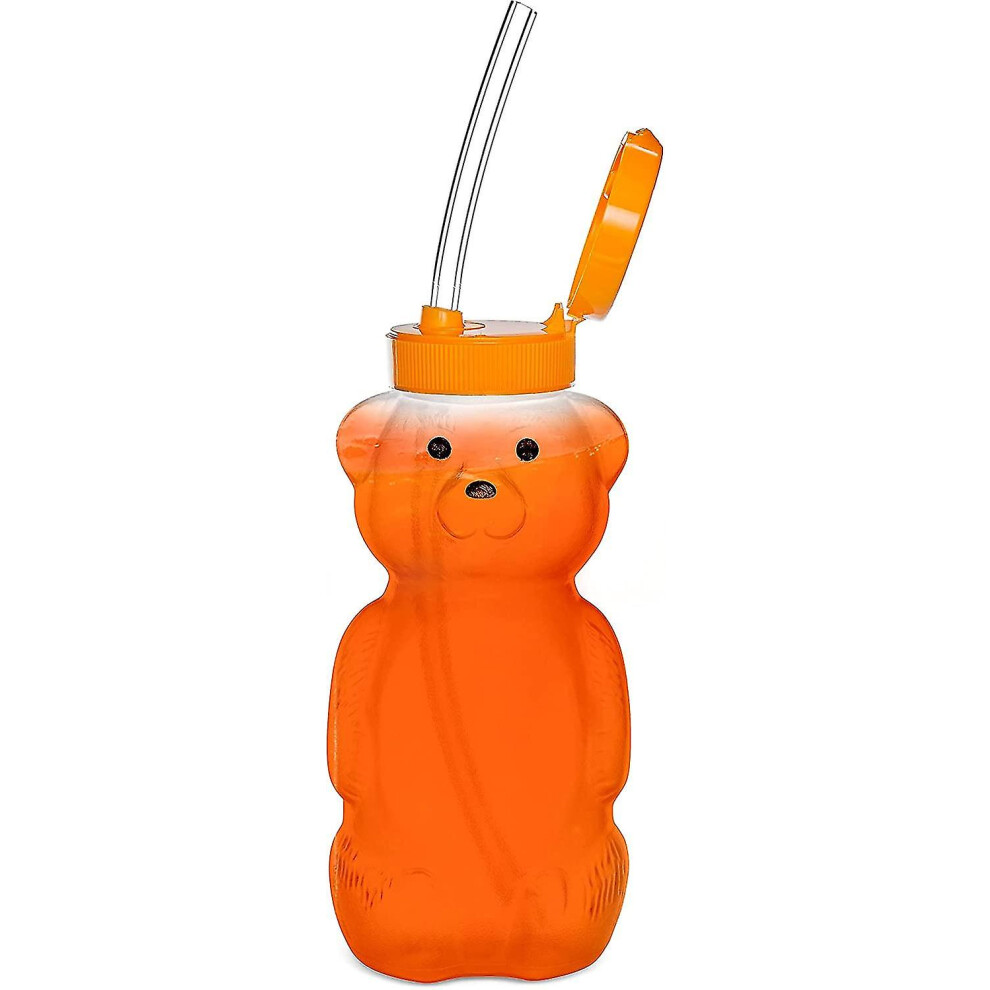 Honey Bear Straw Cup For Baby, 3 Straws, Squeezable Therapy And Special Needs Assistive Drink Container, Spill Proof And Leak Resistant Lid - -