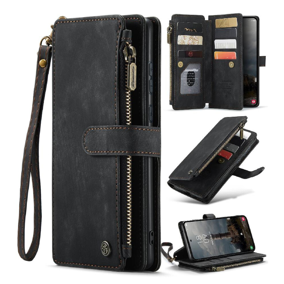 (Black) Caseme Case For Samsung Galaxy A55 5G Wallet Case For Women Men With Card Holder Drivers License Card Slots Drivers License Card Slots Black 764762638047