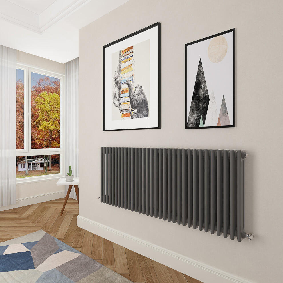 (600x1460mm 3 Column) Designer cast iron radiator anthracite all sizes