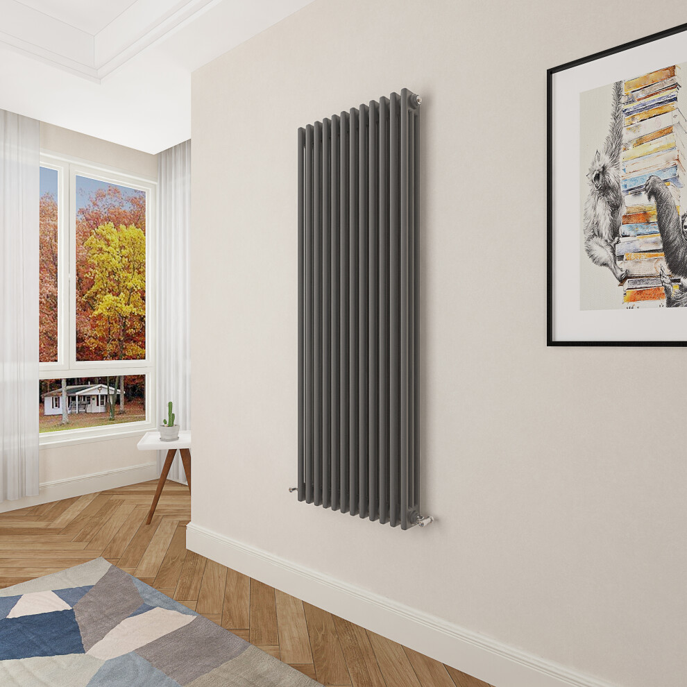 (1500x560mm 3 Column) Designer cast iron radiator anthracite all sizes