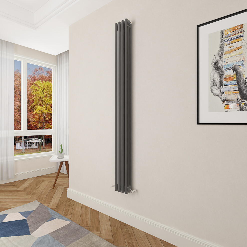 (1800x200mm 3 Column) Designer cast iron radiator anthracite all sizes