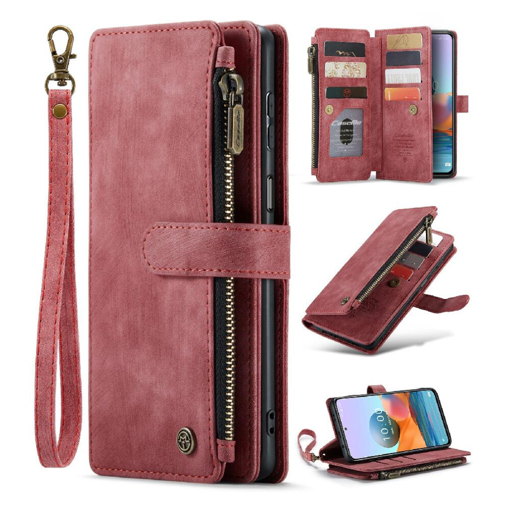(Red) Caseme Case For Xiaomi Mi Note 10 Pro 4G Drivers License Card Slots Wallet Case For Women Men With Card Holder Drivers License Card Slots Red 764762638948
