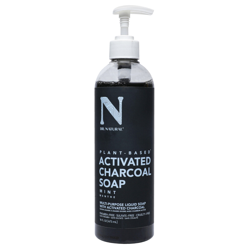 Dr. Natural Activated Chacoal Liquid Soap - Mint for Unisex 16 oz Soap