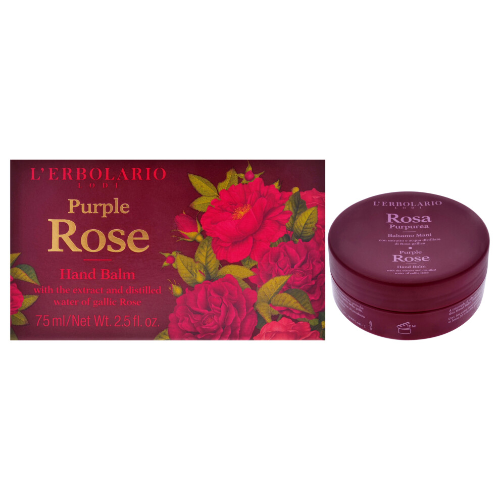 Lerbolario Purple Hand Balm Rose 2.5 Oz - Hand Lotion - With Gallic Rose - With Shea Butter - Moisturizing And Nourishing - Cruelty-Free