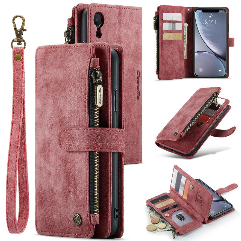 (Red) Caseme Case For Iphone Xr Wallet Case For Women Men Drivers License Card Slots Drivers License Card Slots With Card Holder Red 764762639341