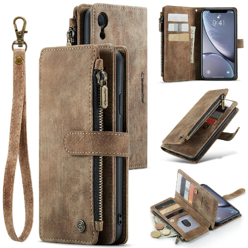 (Brown) Caseme Case For Iphone Xr Wallet Case For Women Men Drivers License Card Slots Drivers License Card Slots With Card Holder Brown 764762639358