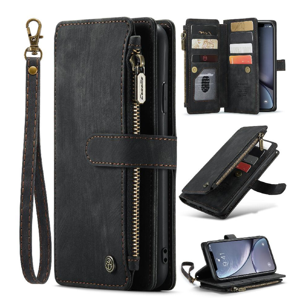 (Black) Caseme Case For Iphone Xr Wallet Case For Women Men Drivers License Card Slots Drivers License Card Slots With Card Holder Black 764762639365