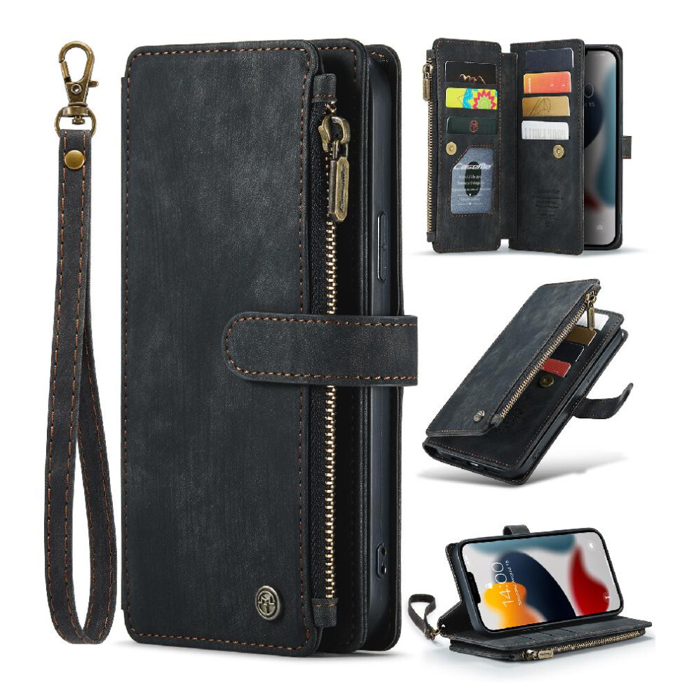 (Black) Caseme Case For Iphone 13 Pro Max Drivers License Card Slots Drivers License Card Slots Wallet Case For Women Men With Card Holder Black 764762639648
