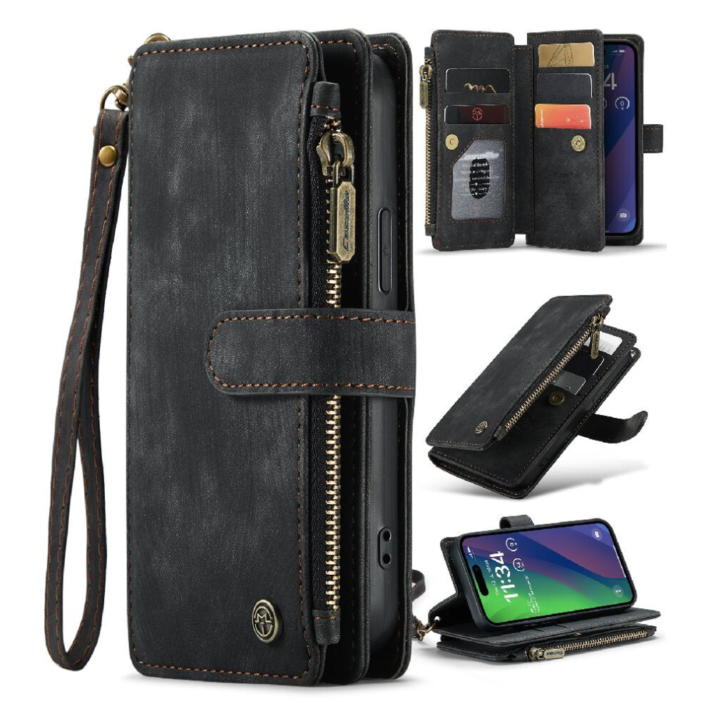 (Black) Caseme Case For Iphone 15 Drivers License Card Slots Drivers License Card Slots Wallet Case For Women Men With Card Holder Black 764762640040
