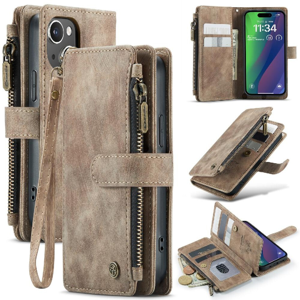 (Brown) Caseme Case For Iphone 15 Drivers License Card Slots Drivers License Card Slots Wallet Case For Women Men With Card Holder Brown 764762640033