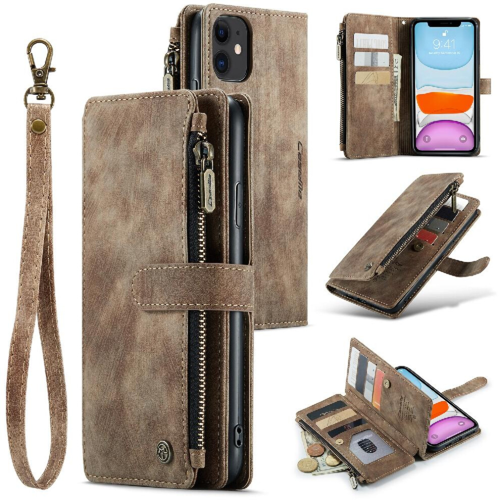 (Brown) Caseme Case For Iphone 11 Wallet Case For Women Men Drivers License Card Slots With Card Holder Drivers License Card Slots Brown 764762640071