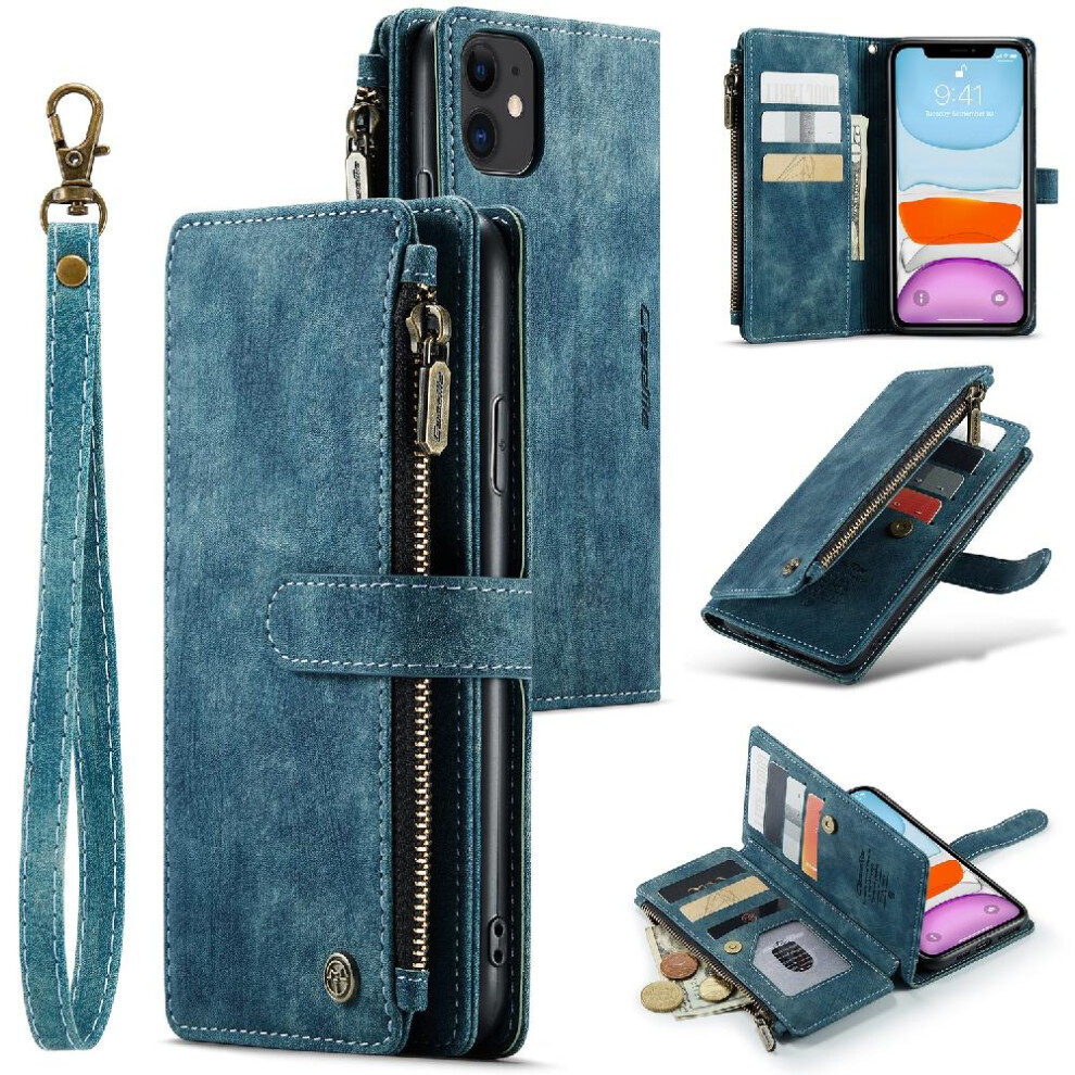(Blue) Caseme Case For Iphone 11 Wallet Case For Women Men Drivers License Card Slots With Card Holder Drivers License Card Slots Blue 764762640095